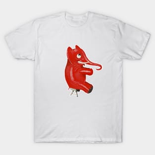 Red elephant sitting on a stool T-Shirt